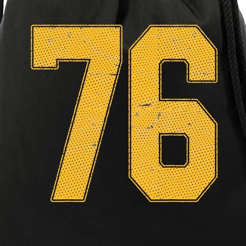 Number 76 Numbered Uniform Sports Team Jersey 76th Birthday Drawstring Bag