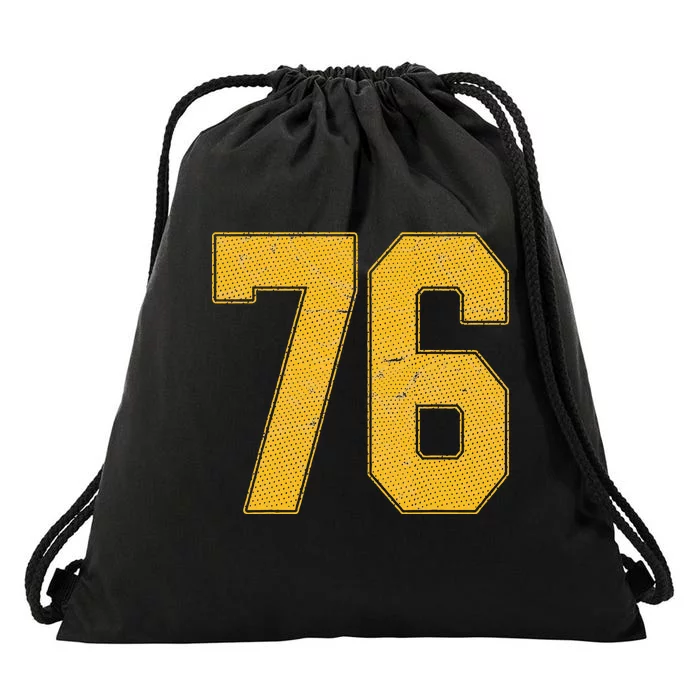 Number 76 Numbered Uniform Sports Team Jersey 76th Birthday Drawstring Bag