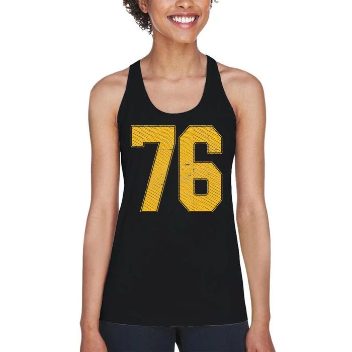 Number 76 Numbered Uniform Sports Team Jersey 76th Birthday Women's Racerback Tank