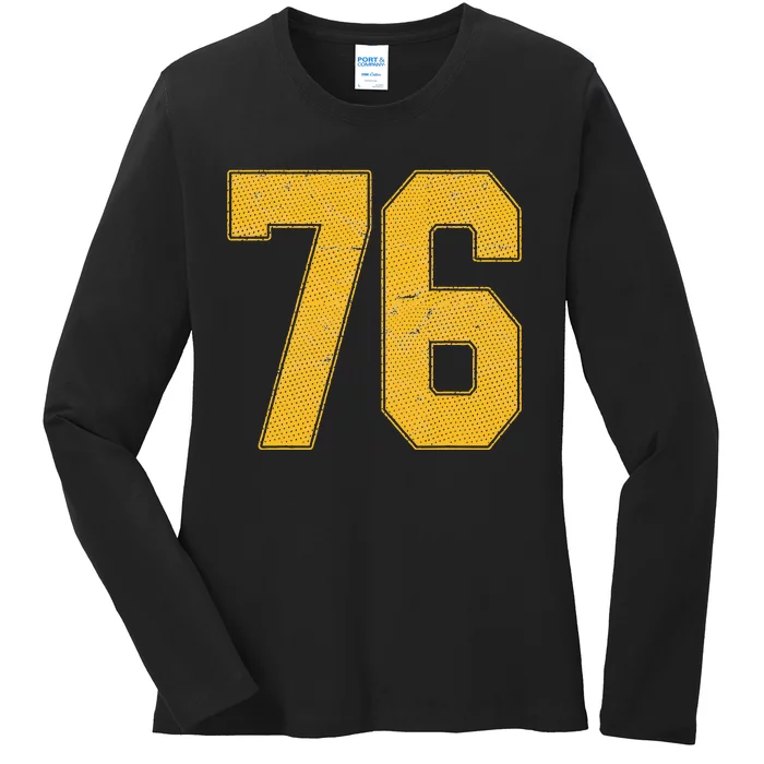 Number 76 Numbered Uniform Sports Team Jersey 76th Birthday Ladies Long Sleeve Shirt