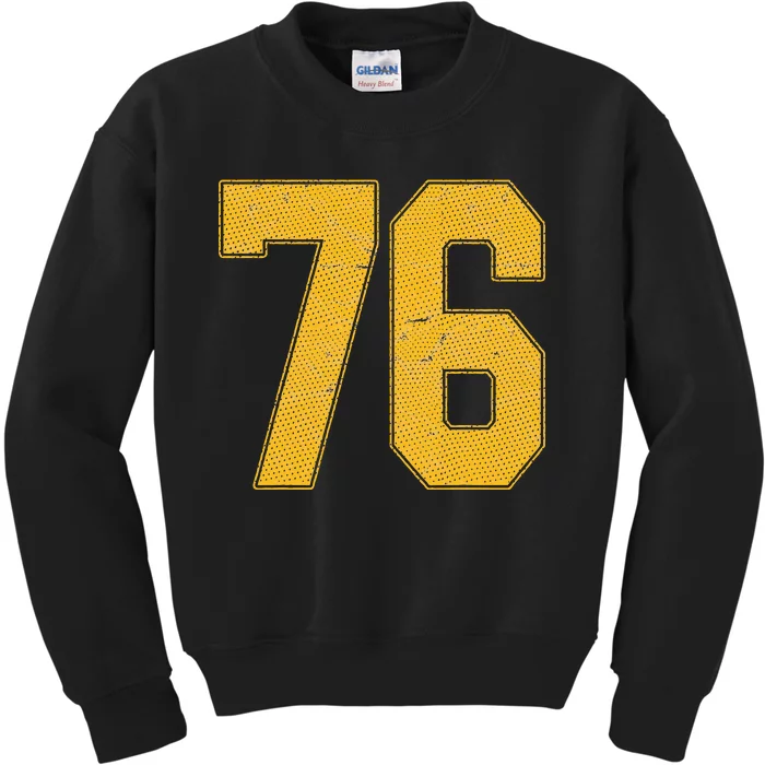 Number 76 Numbered Uniform Sports Team Jersey 76th Birthday Kids Sweatshirt