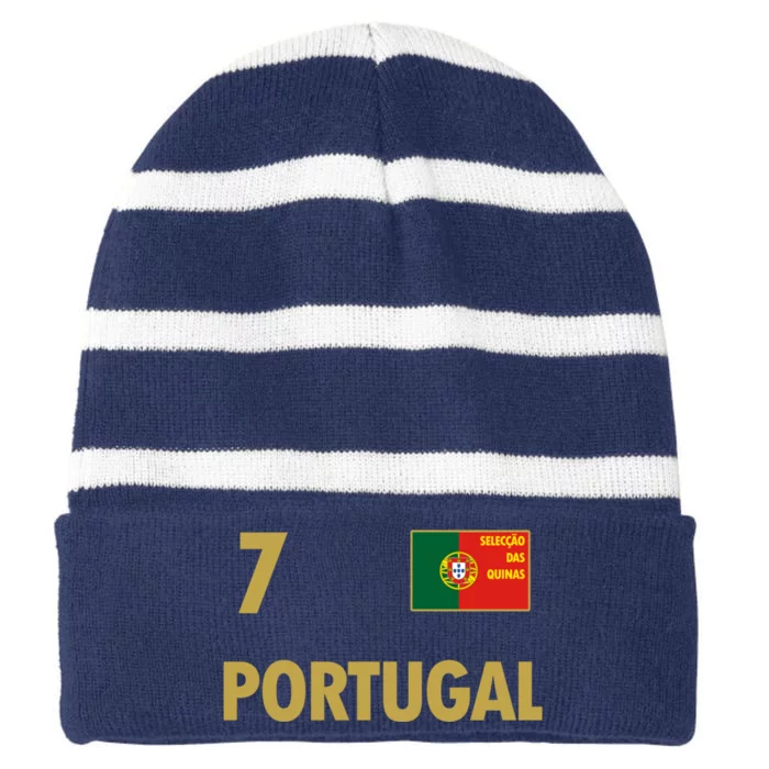 Number 7 Portugal Soccer Jersey Portuguese Football Men Women Striped Beanie with Solid Band