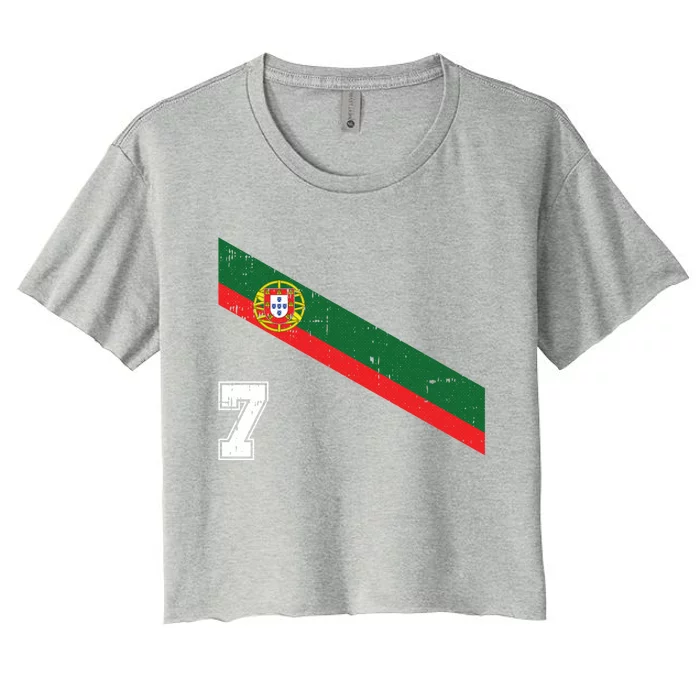 Number 7 Portugal Soccer Jersey Portuguese Football Men Women Women's Crop Top Tee