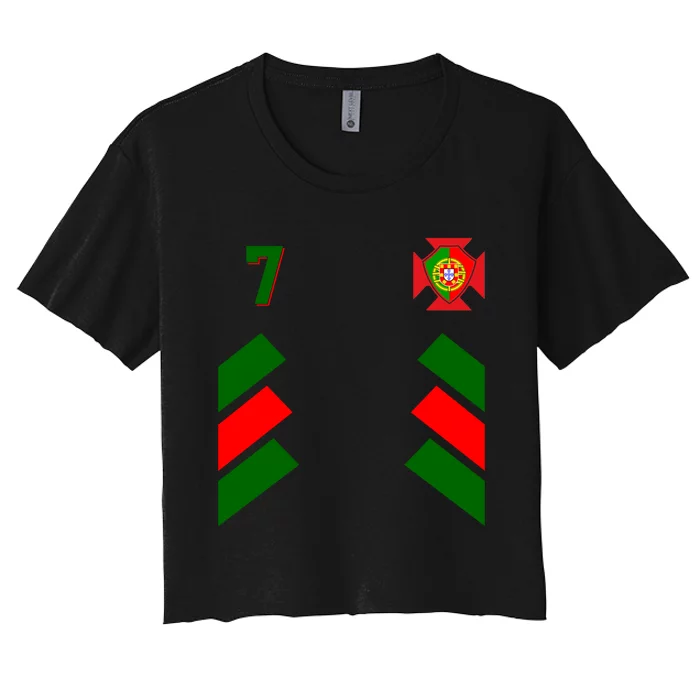 Number 7 Portugal Soccer Jersey Portuguese Football Men Women Women's Crop Top Tee