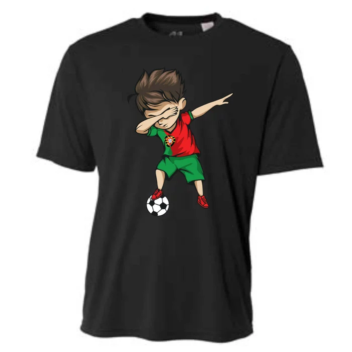 Dabbing Soccer Boy Portugal Jersey Shirt Portuguese Football Cooling Performance Crew T-Shirt