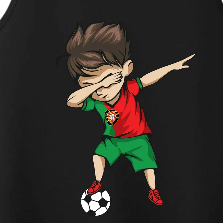 Dabbing Soccer Boy Portugal Jersey Shirt Portuguese Football Performance Tank