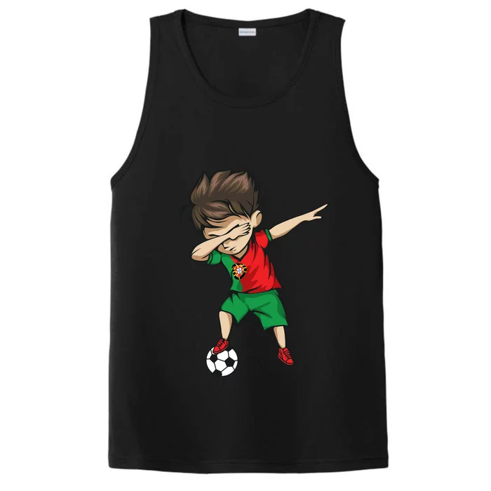 Dabbing Soccer Boy Portugal Jersey Shirt Portuguese Football Performance Tank