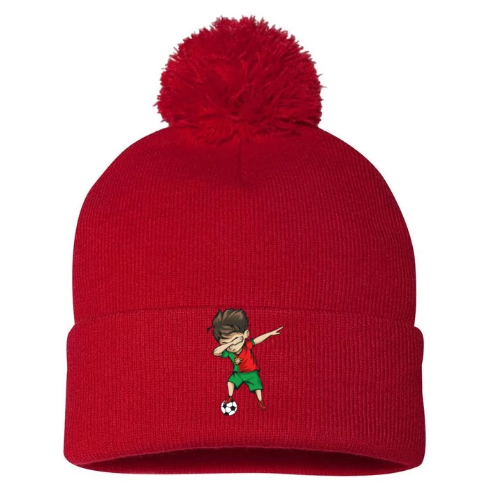 Dabbing Soccer Boy Portugal Jersey Shirt Portuguese Football Pom Pom 12in Knit Beanie