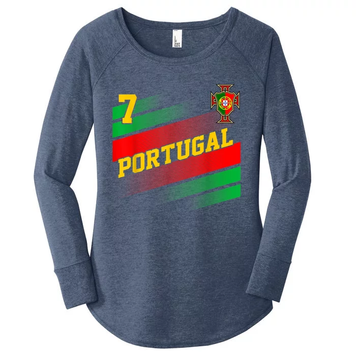 Number 7 Portugal Soccer Jersey Portuguese Football Women Women's Perfect Tri Tunic Long Sleeve Shirt