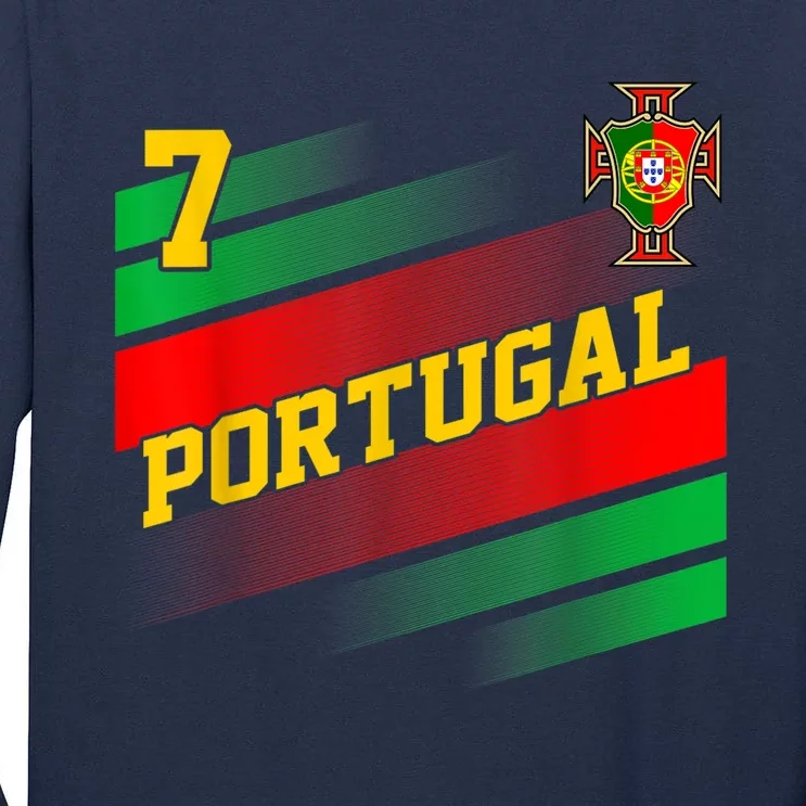 Number 7 Portugal Soccer Jersey Portuguese Football Women Tall Long Sleeve T-Shirt