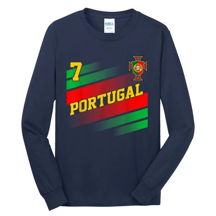 Number 7 Portugal Soccer Jersey Portuguese Football Women Tall Long Sleeve T-Shirt