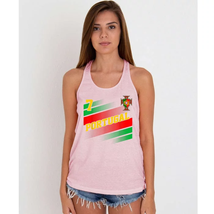 Number 7 Portugal Soccer Jersey Portuguese Football Women Women's Knotted Racerback Tank