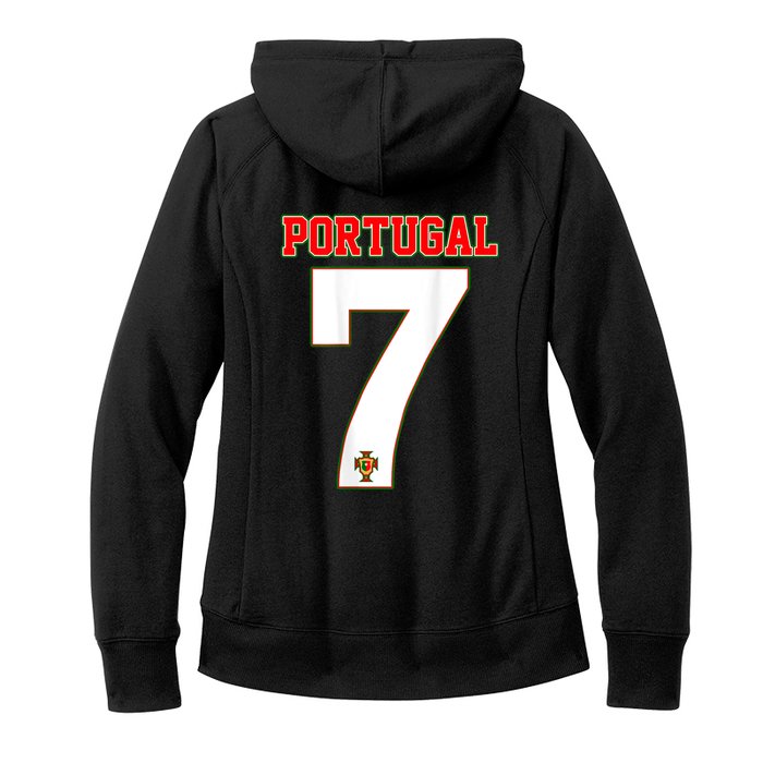 Number 7 Portugal Soccer Jersey Portuguese Football Men Women Front & Back Women's Fleece Hoodie