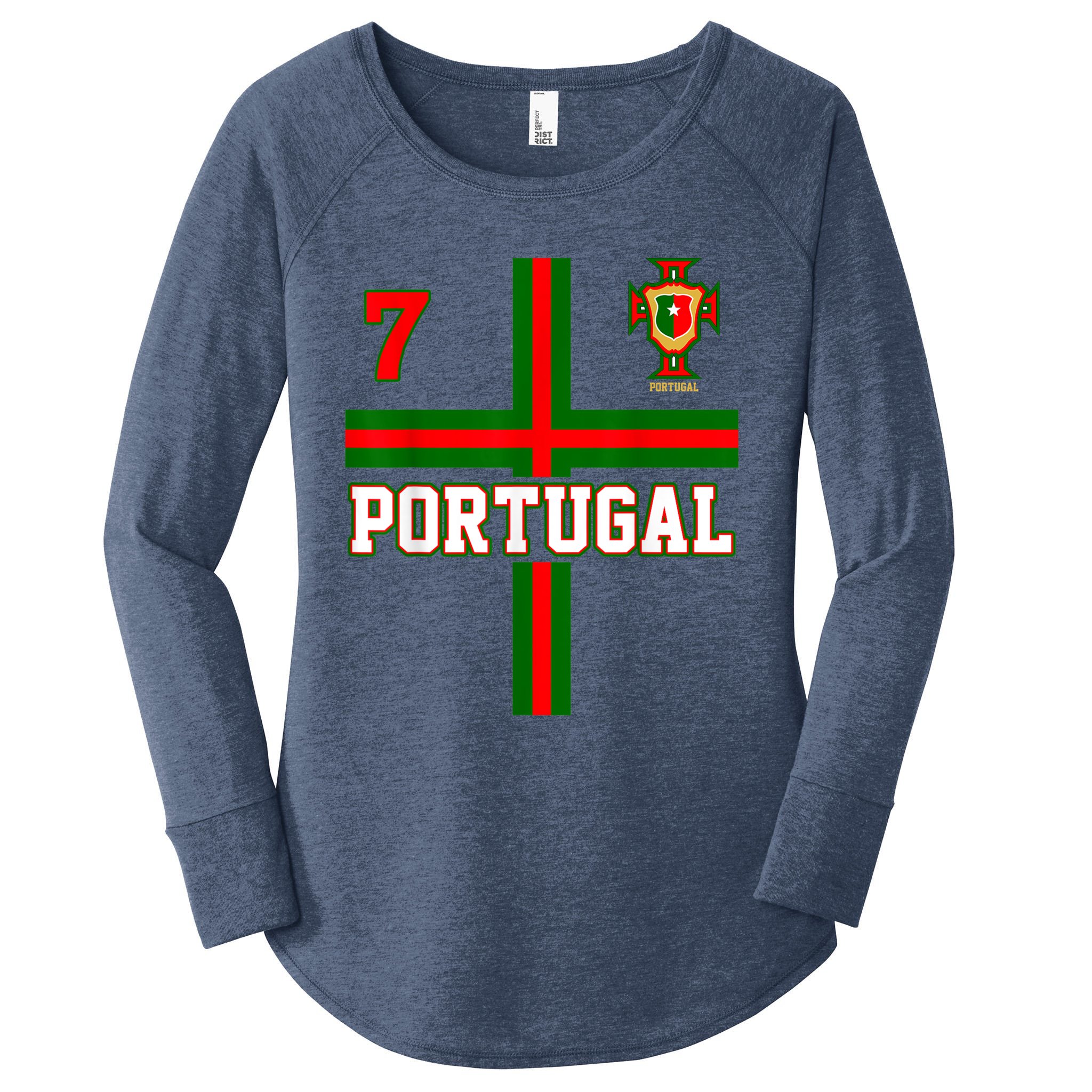 Number 7 Portugal Soccer Jersey Portuguese Football Men Women Women's  Perfect Tri Tunic Long Sleeve Shirt