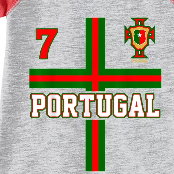 Number 7 Portugal Soccer Jersey Portuguese Football Men Women Front & Back Infant Baby Jersey Bodysuit