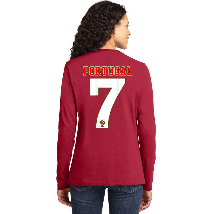 Number 7 Portugal Soccer Jersey Portuguese Football Men Women Front & Back Ladies Long Sleeve Shirt