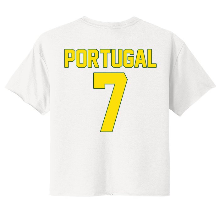 Number 7 Portugal Soccer Jersey Portuguese Football Men Women Front & Back Women's Crop Top Tee