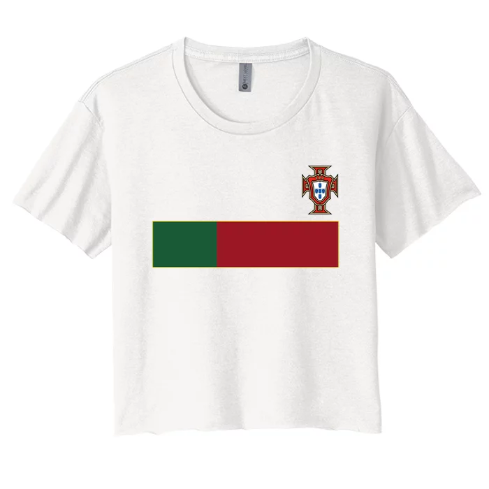 Number 7 Portugal Soccer Jersey Portuguese Football Men Women Front & Back Women's Crop Top Tee