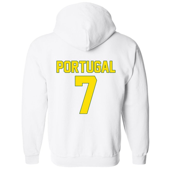 Number 7 Portugal Soccer Jersey Portuguese Football Men Women Front & Back Full Zip Hoodie