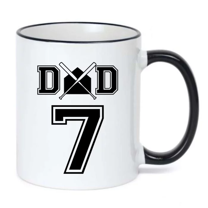 Number 7 Players Biggest Fan For Baseball Or Softball Dad Cool Gift Black Color Changing Mug