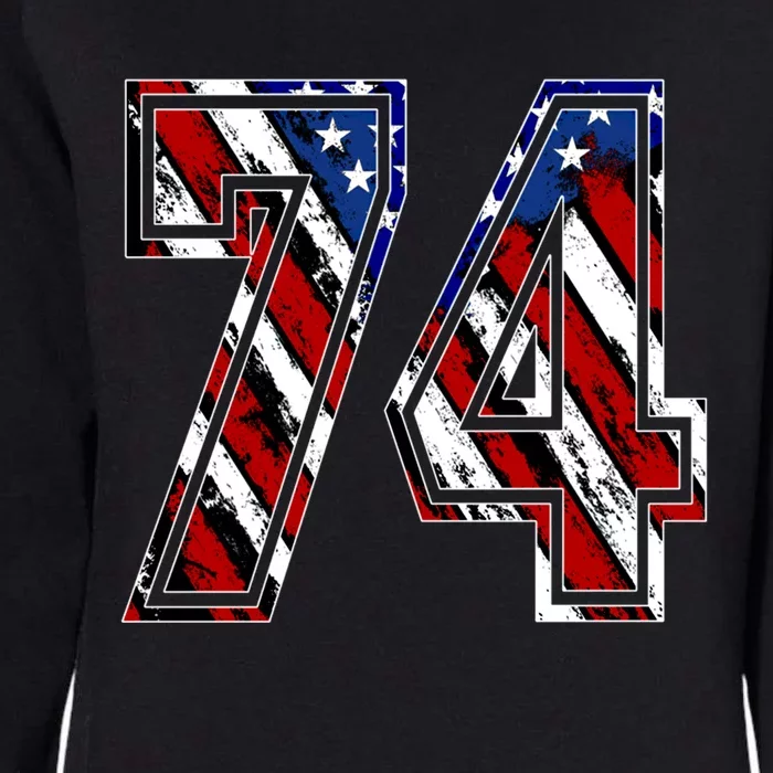 Number 74 Red White And Blue American Flag #74 Jersey Gift Womens California Wash Sweatshirt