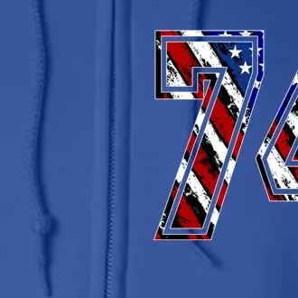 Number 74 Red White And Blue American Flag #74 Jersey Gift Full Zip Hoodie