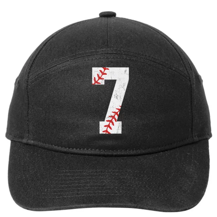 Number 7 Vintage 7th Birthday Baseball Lover 7 Years Old 7-Panel Snapback Hat