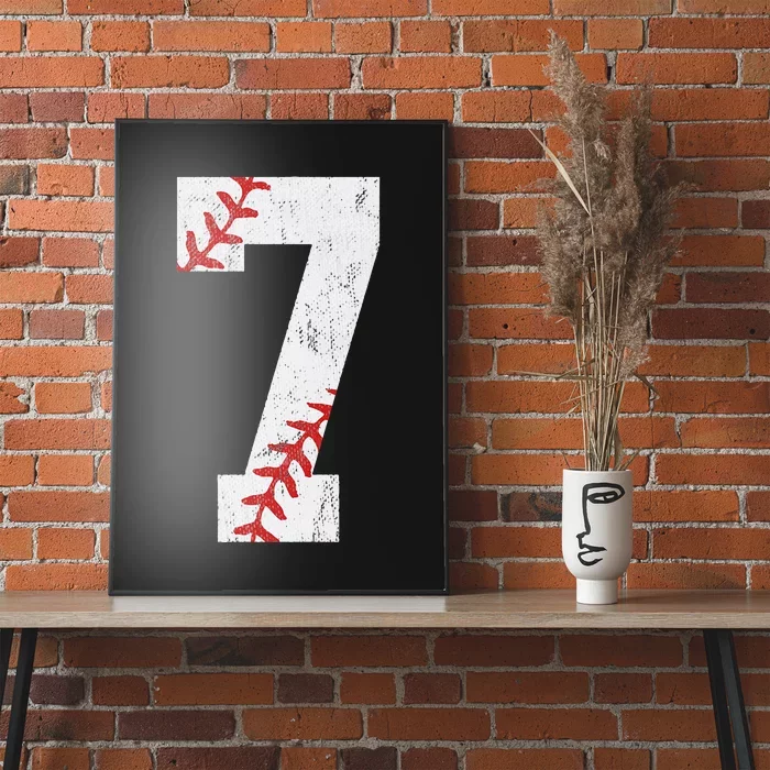 Number 7 Vintage 7th Birthday Baseball Lover 7 Years Old Poster