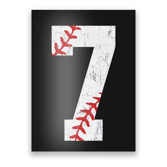 Number 7 Vintage 7th Birthday Baseball Lover 7 Years Old Poster