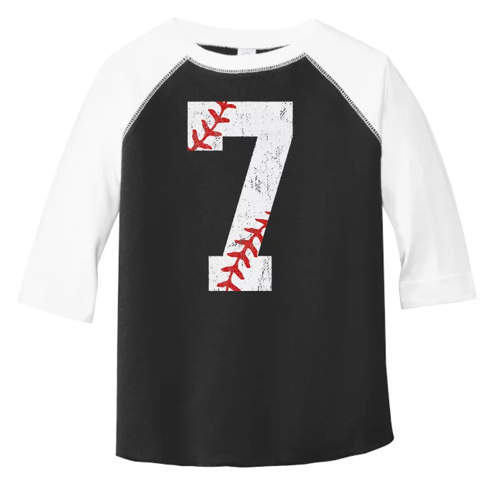 Number 7 Vintage 7th Birthday Baseball Lover 7 Years Old Toddler Fine Jersey T-Shirt