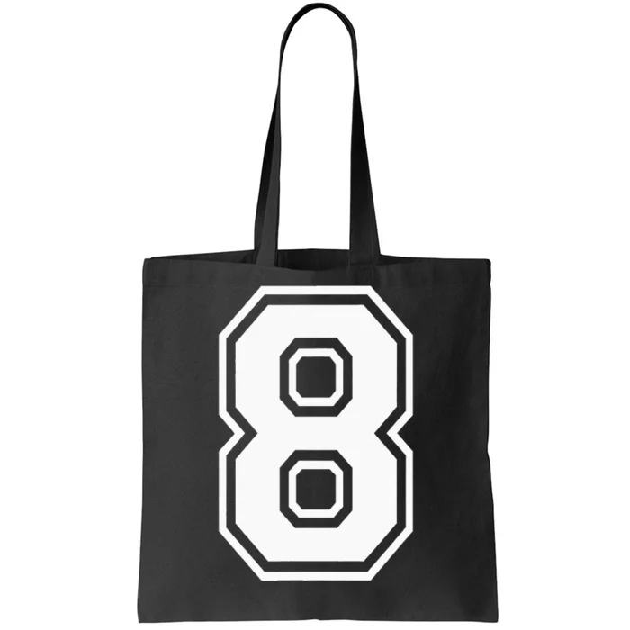 Number 8 Birthday Gift Sports Player Team Numbered Jersey Tote Bag