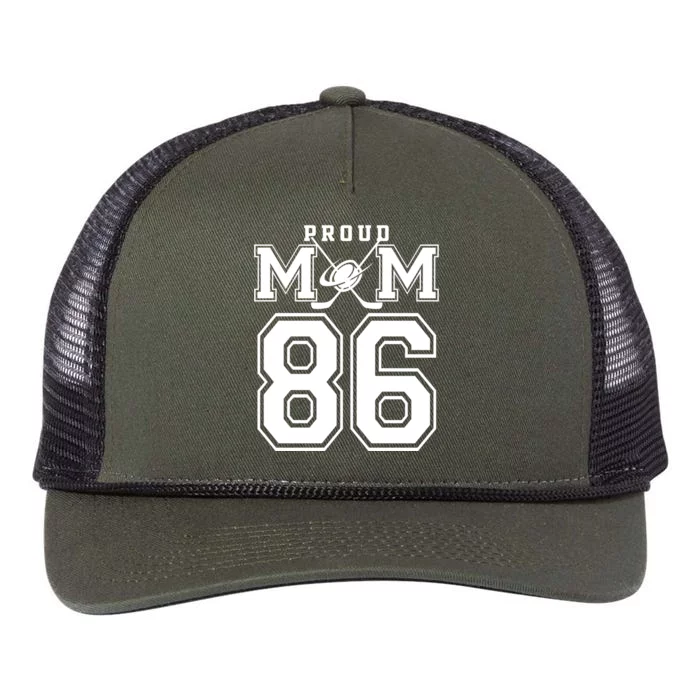 Number 86 Custom Proud Hockey Mom Personalized Gift Retro Rope Trucker Hat Cap