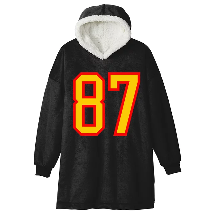 Number 87 Red Yellow Favorite Number 87 Hooded Wearable Blanket