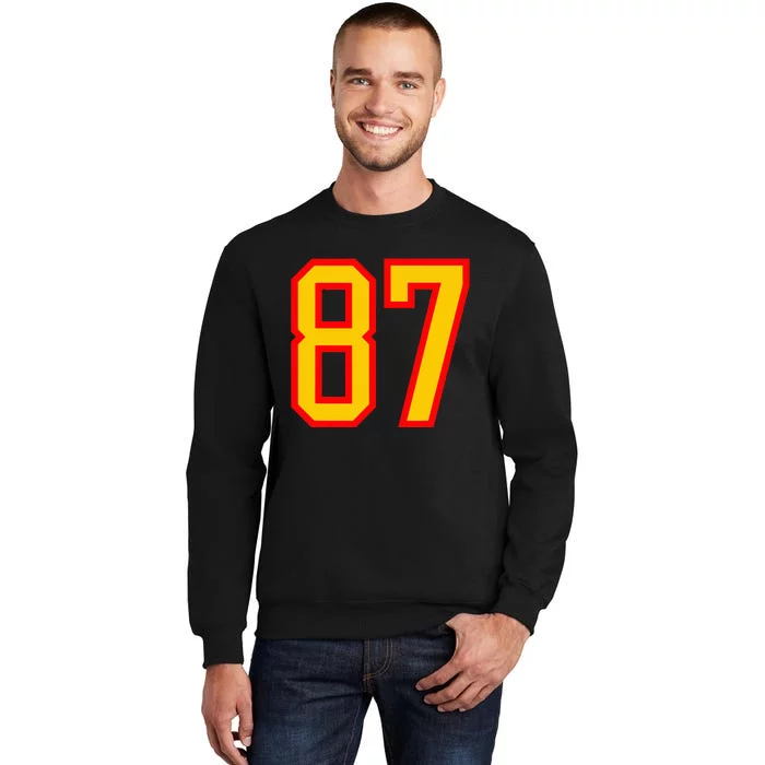 Number 87 Red Yellow Favorite Number 87 Tall Sweatshirt