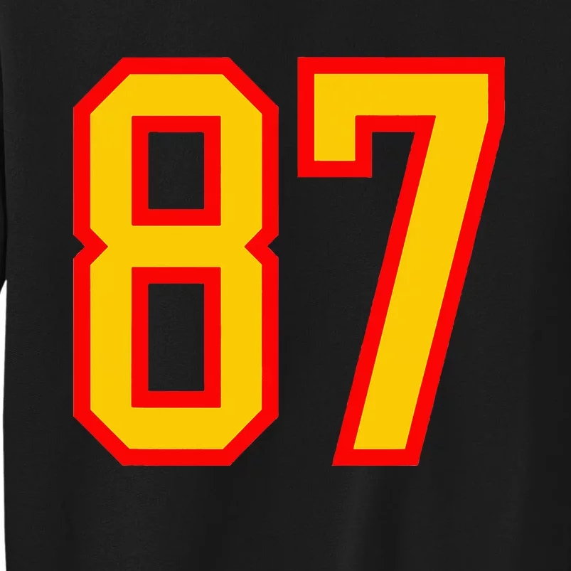 Number 87 Red Yellow Favorite Number 87 Tall Sweatshirt