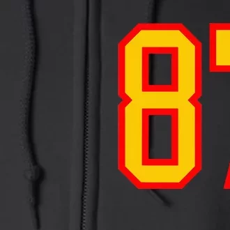 Number 87 Red Yellow Favorite Number 87 Full Zip Hoodie