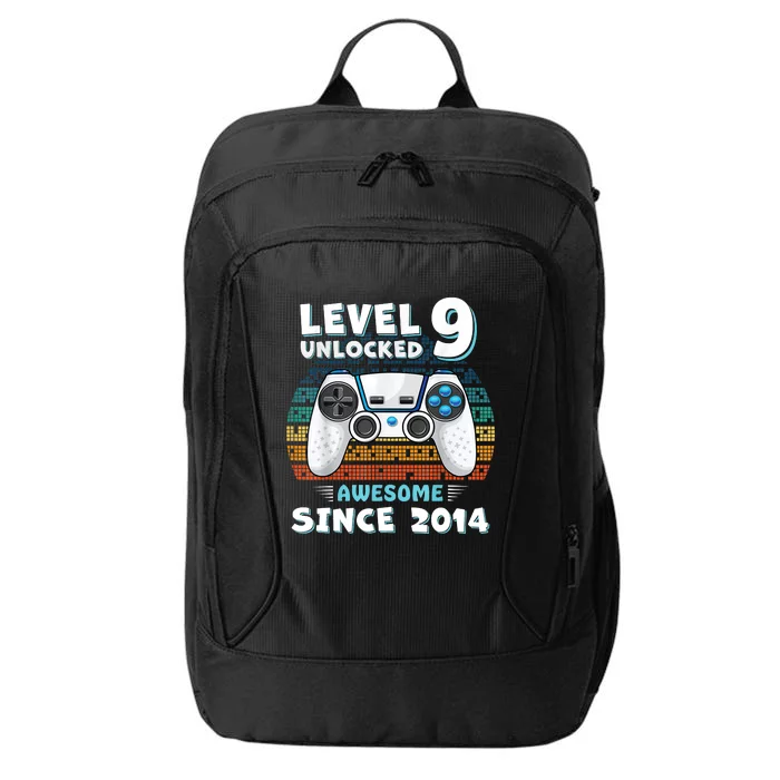 Nine 9yr BDay Son Boy Funny Gamer 9th 9 Year Old Birthday City Backpack