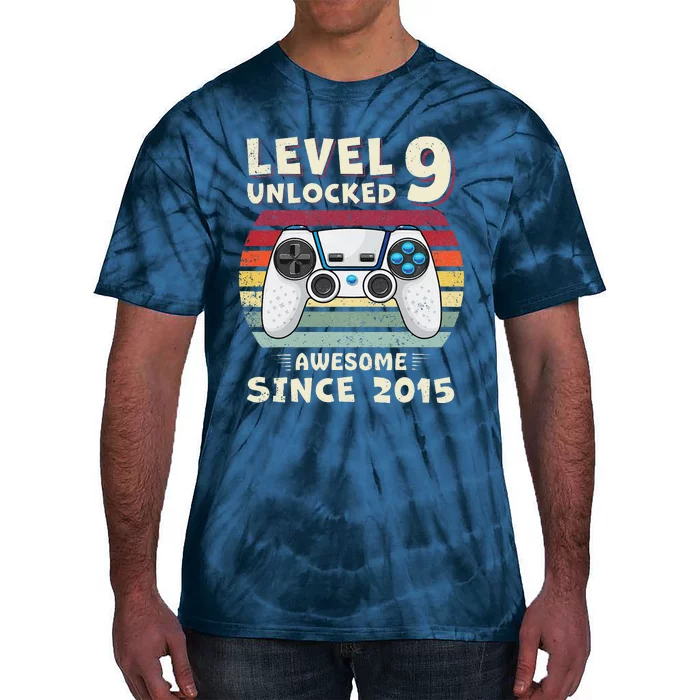 Nine 9th Birthday Decoration Boy 9yr 9 Year Old Birthday Tie-Dye T-Shirt