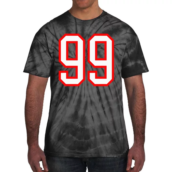 Number 99 White Red Sport Varsity Number 99 Tie-Dye T-Shirt