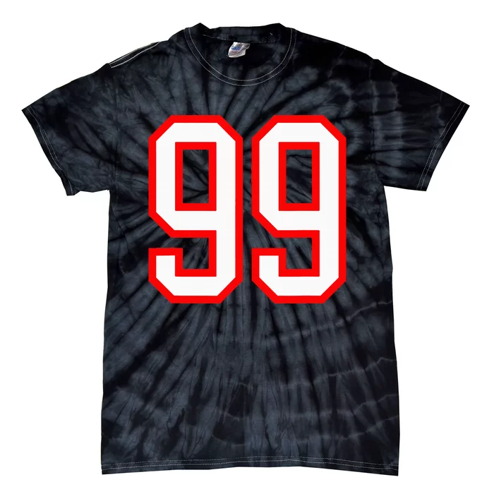 Number 99 White Red Sport Varsity Number 99 Tie-Dye T-Shirt