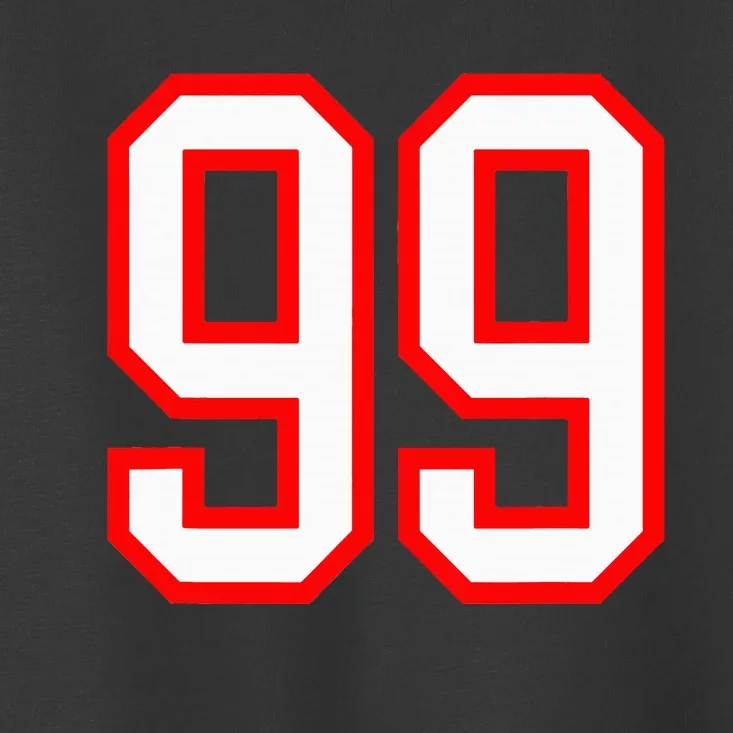 Number 99 White Red Sport Varsity Number 99 Toddler T-Shirt