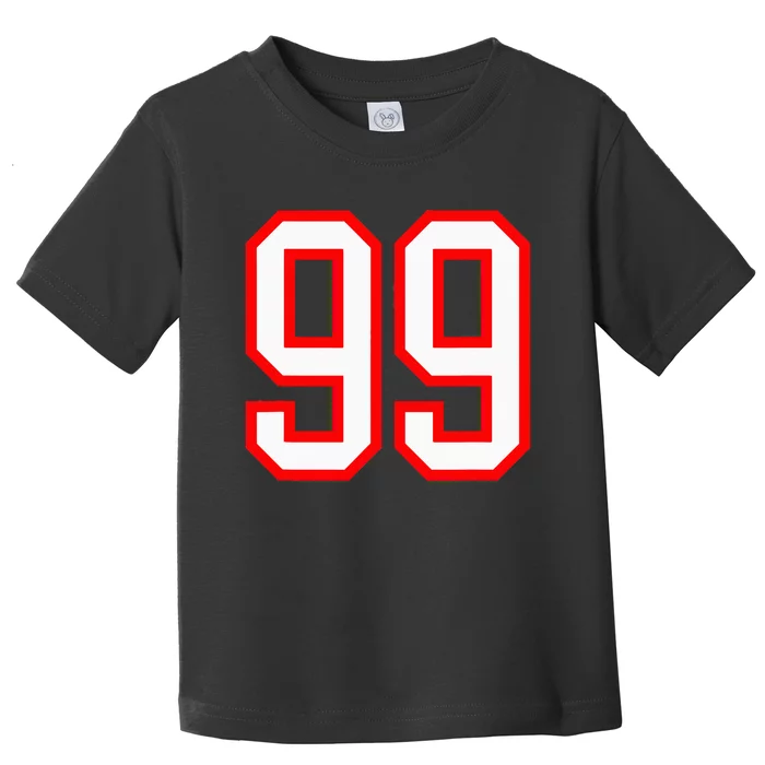 Number 99 White Red Sport Varsity Number 99 Toddler T-Shirt