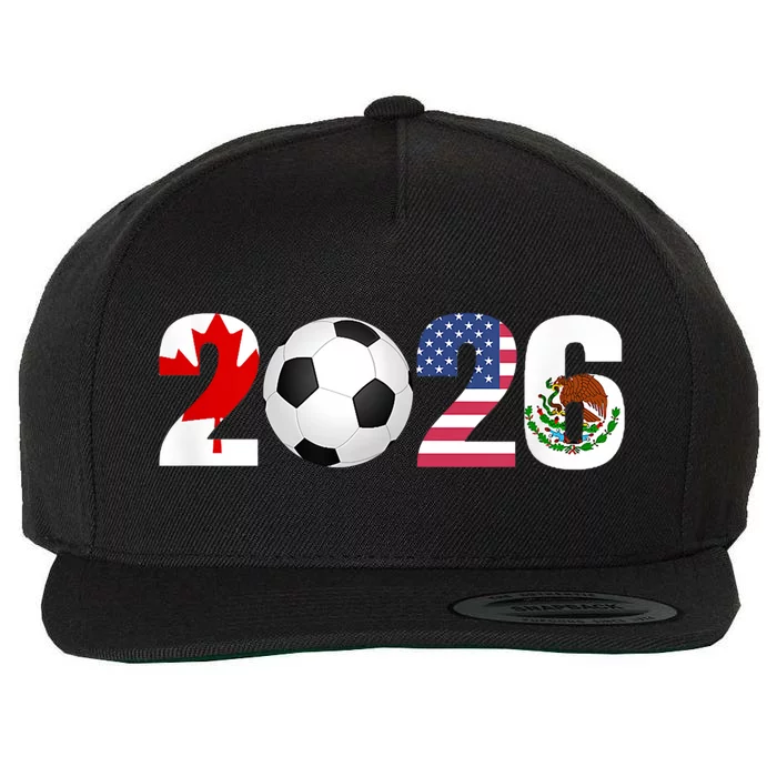 North America 2026 Football | Canada Usa Mexico Soccer Wool Snapback Cap