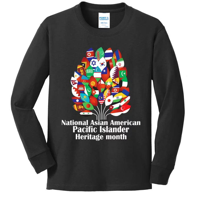 National Asian American Pacific Islander Heritage Month tree Kids Long Sleeve Shirt