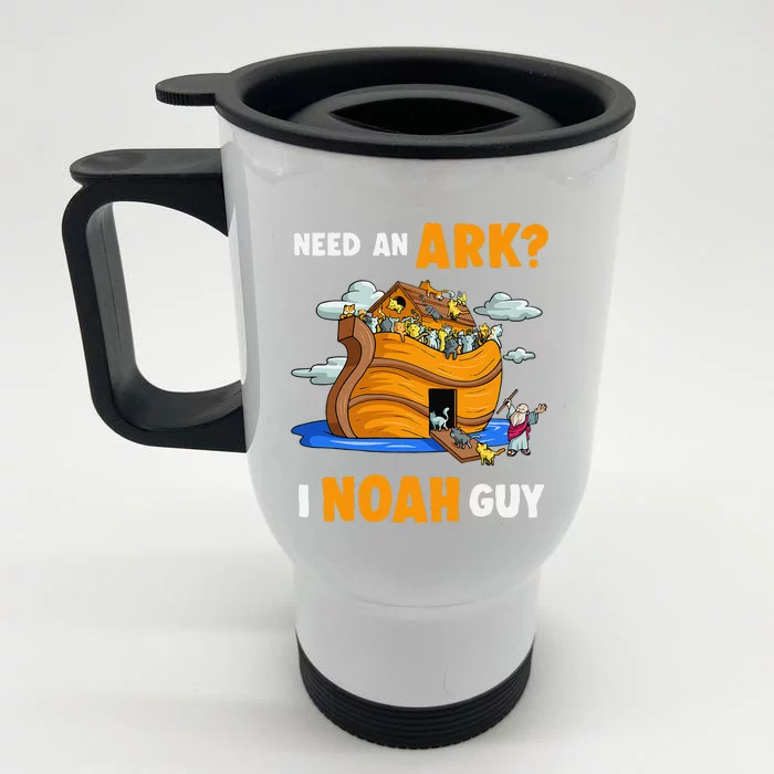 Need An Ark I Noah Guy Funny Cat Kitty Christian Pun Humor Front & Back Stainless Steel Travel Mug