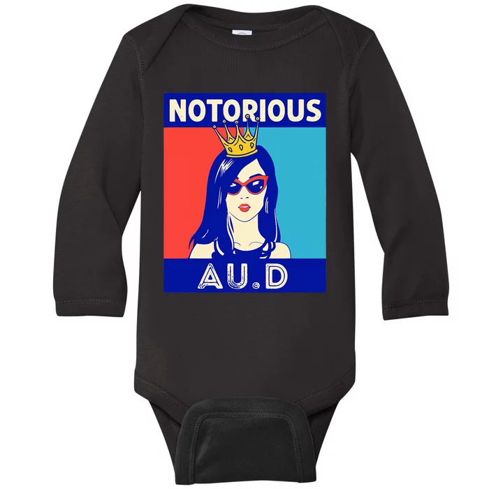 N.O.T.O.R.I.O.U.S Au.D Audiologist Funny Audiology Women Baby Long Sleeve Bodysuit