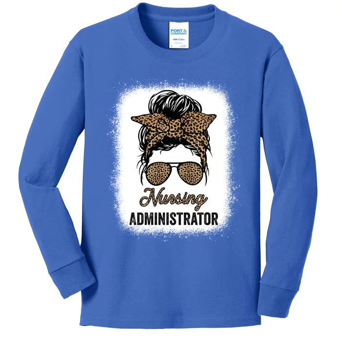 Nursing Administrator Appreciation Day Leopard For Nurses Gift Kids Long Sleeve Shirt