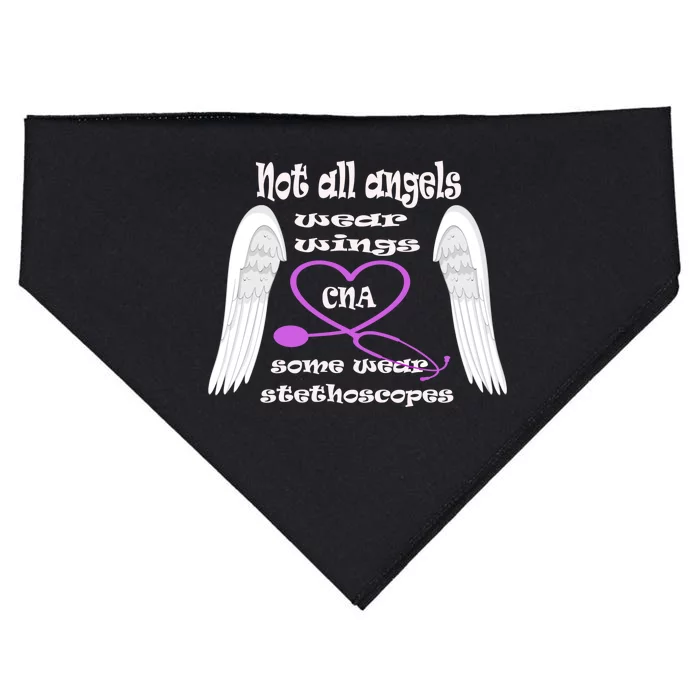 Not All Angels Wear Wings Some Wear Stethoscopes Cna Nursing Gift USA-Made Doggie Bandana