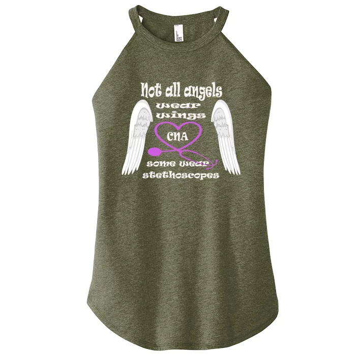 Not All Angels Wear Wings Some Wear Stethoscopes Cna Nursing Gift Women’s Perfect Tri Rocker Tank