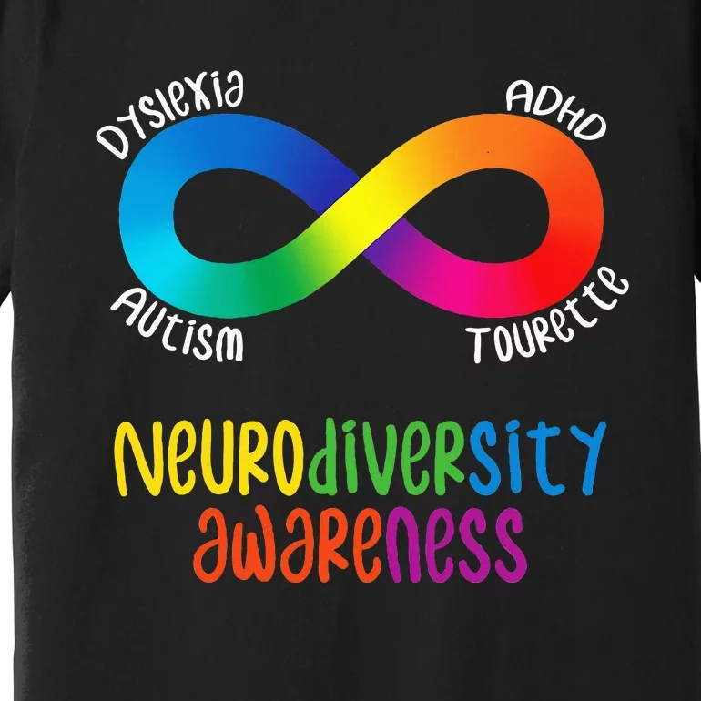 Neurodiversity Awareness Adhd Autism Dyslexia Tourette Premium T-Shirt